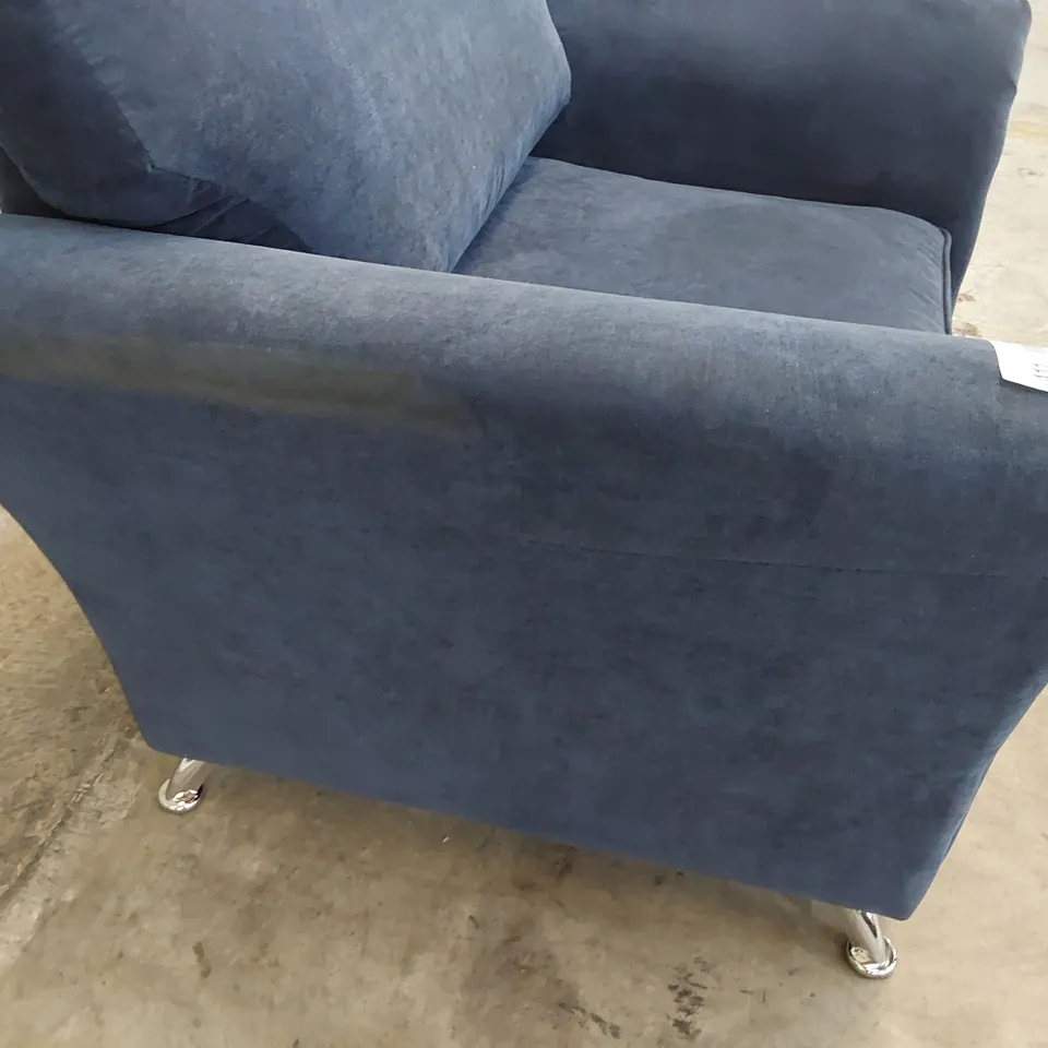 DESIGNER SNUGGLER CHAIR BLUE FABRIC 