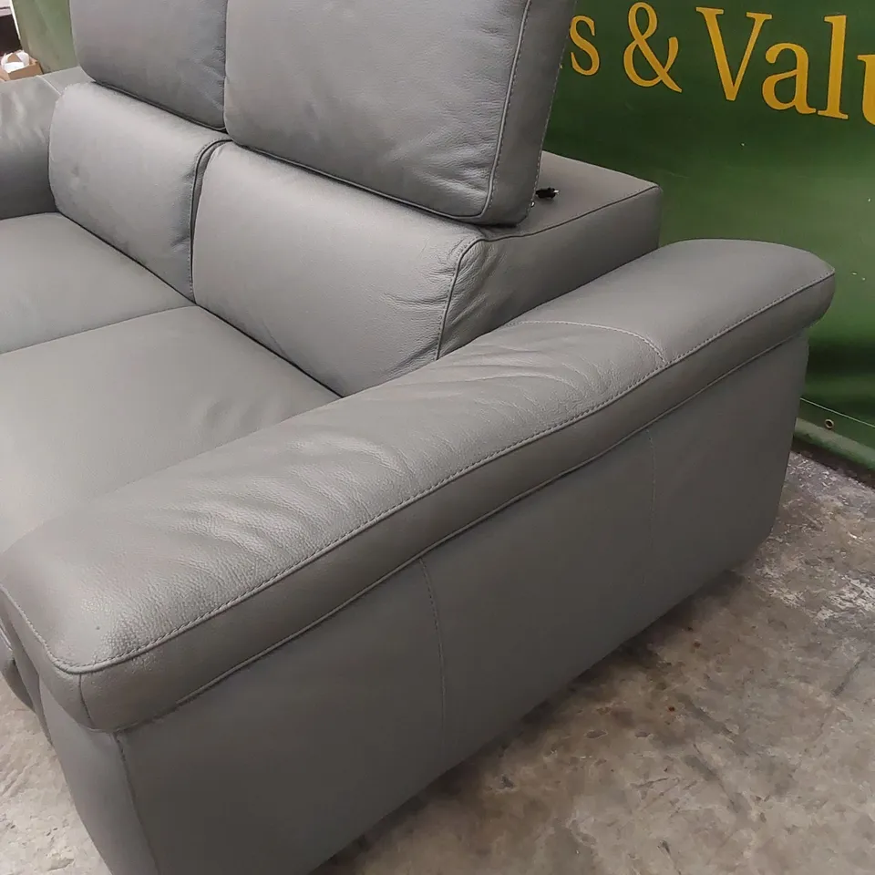 QUALITY DESIGNER ITALIAN MADE FLAVIO 2-SEATER ELECTRIC 2-MECHANISM SOFA IN GREY ANTHRACITE LEATHER