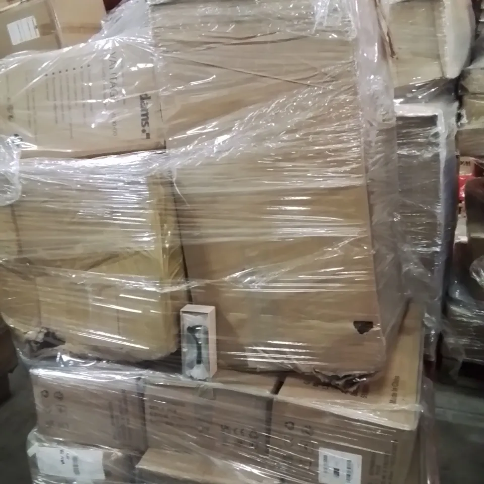 PALLET OF ASSORTED HOUSEHOLD GOODS AND PRODUCTS TO INCLUDE;OFFICE CHAIR,DOG BOWL,SUNGLASSES