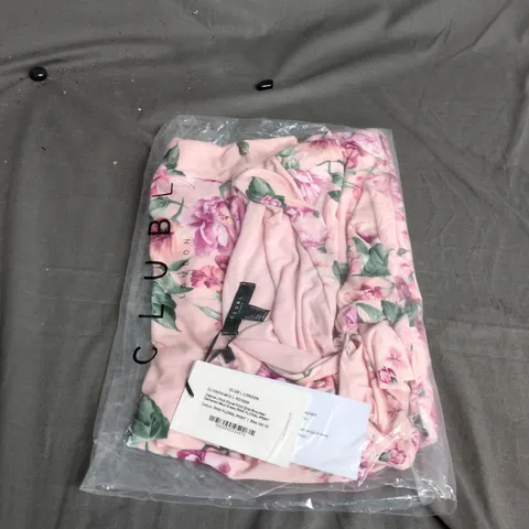 CLUB LONDON PINK FLORAL PRINT ONE-SHOULDER MAXI DRESS β UK 10