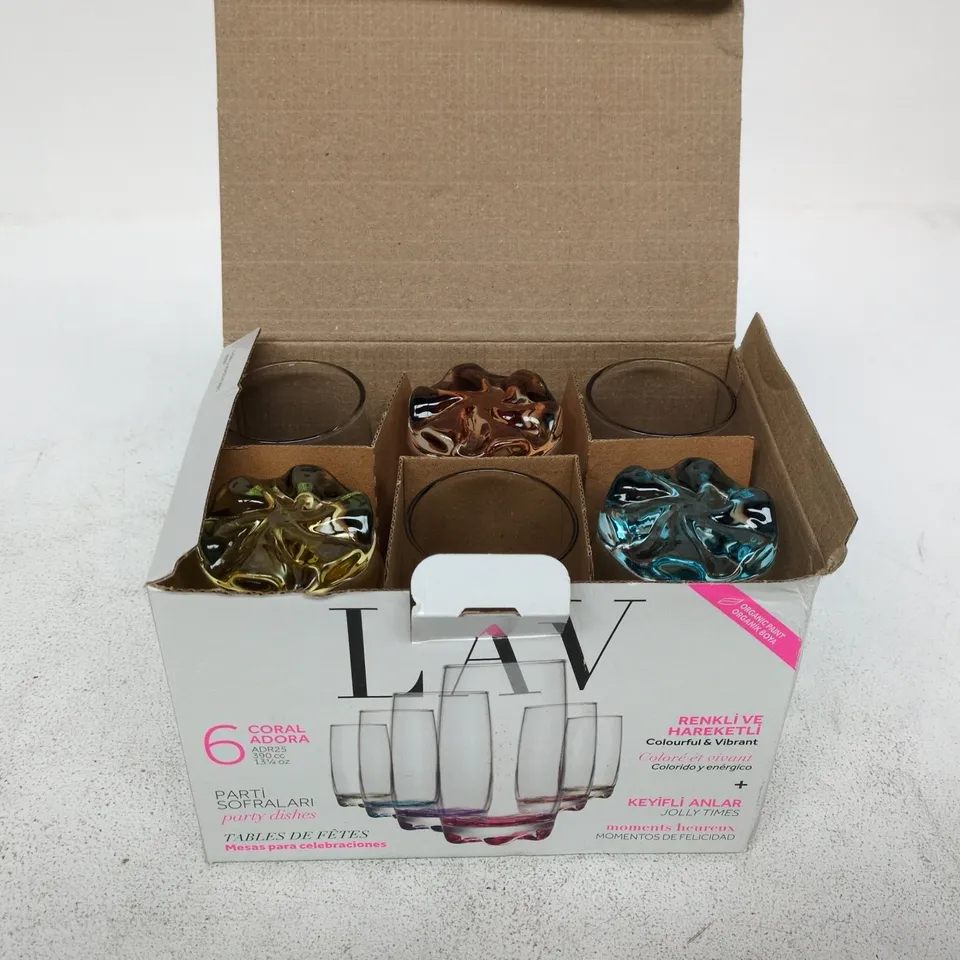LAV 6-PIECE CORAL ADORA GLASSWARE SET