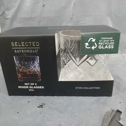 BOXED RAVEN HEAD SET OF 2 MIXER GLASSES