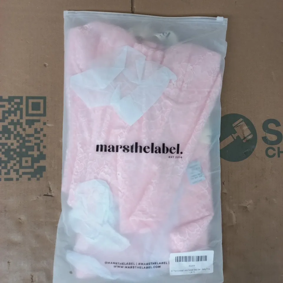 BAGGED MARS THE LABEL THE CINCHED LACE CORSET MAXI SET IN BABY PINK SIZE UK 10