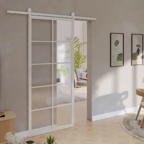 BOXED SLIDING GLASS BARN DOOR (2 BOXES)