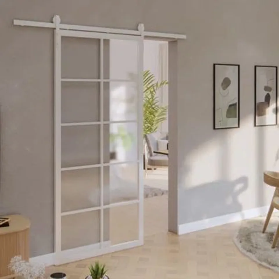 BOXED SLIDING GLASS BARN DOOR (2 BOXES)