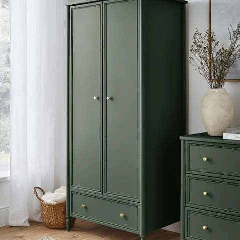 DARCY BOBBIN TRIM DOUBLE WARDROBE IN GREEN - 2 BOXES