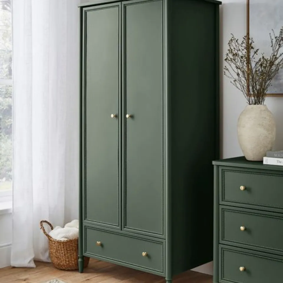 DARCY BOBBIN TRIM DOUBLE WARDROBE IN GREEN - 2 BOXES