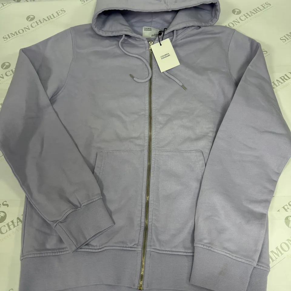 COLOURFUL STANDARD ZIP HOODIE IN SOFT LAVENDER SIZE SMALL