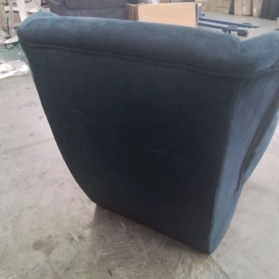 DESIGNER WINGED EASY CHAIR NAVY PLUSH FABRIC 