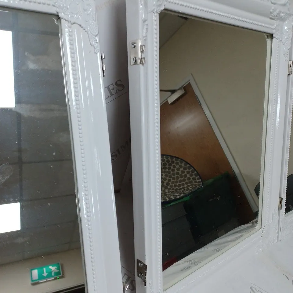 BOXED TIMELESS ELEGANCE 3 SECTION MIRROR APPROX 72 X 57CM WHITE