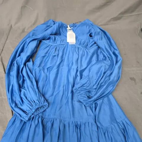 MONSOON BLUE RUFFLE MAXI DRESS - 6