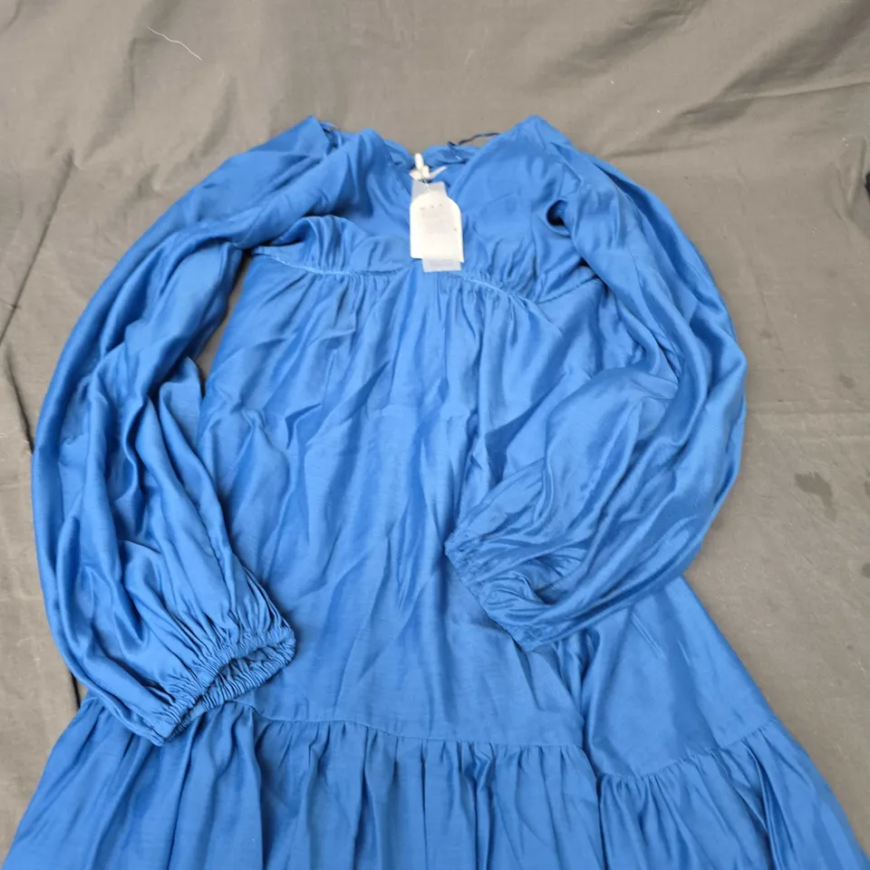MONSOON BLUE RUFFLE MAXI DRESS - 6