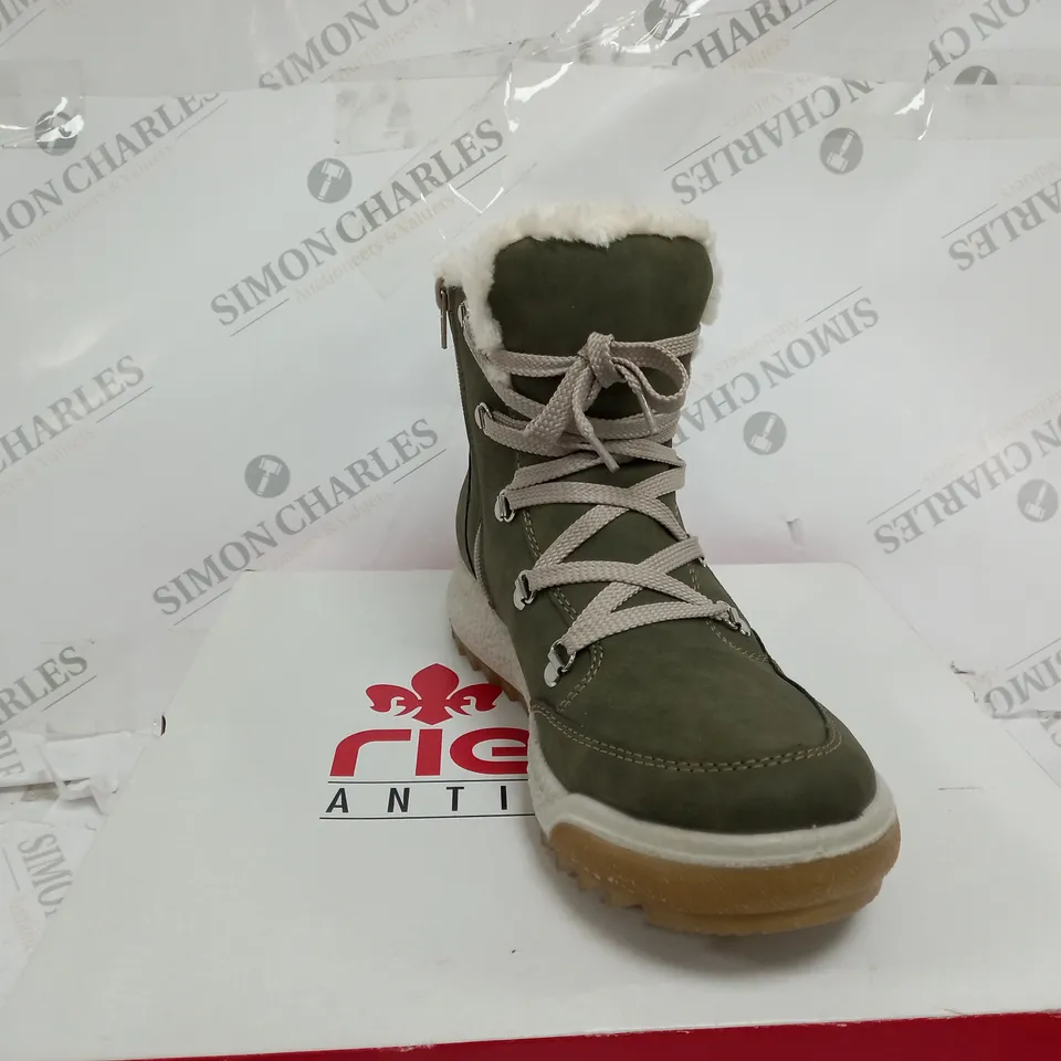 BOXED RIEKER WARM HIKING BOOTS, KHAKI - SIZE  8