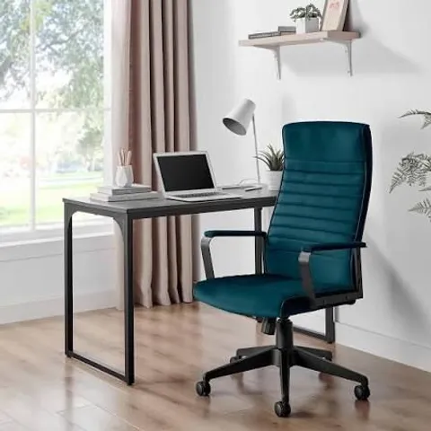 BOXED CENTRO BLUE VELVET RECLINING OFFICE CHAIR
