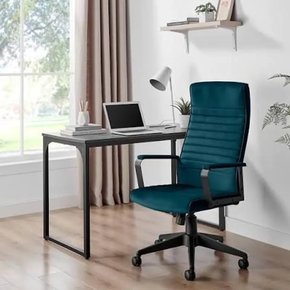 BOXED CENTRO BLUE VELVET RECLINING OFFICE CHAIR