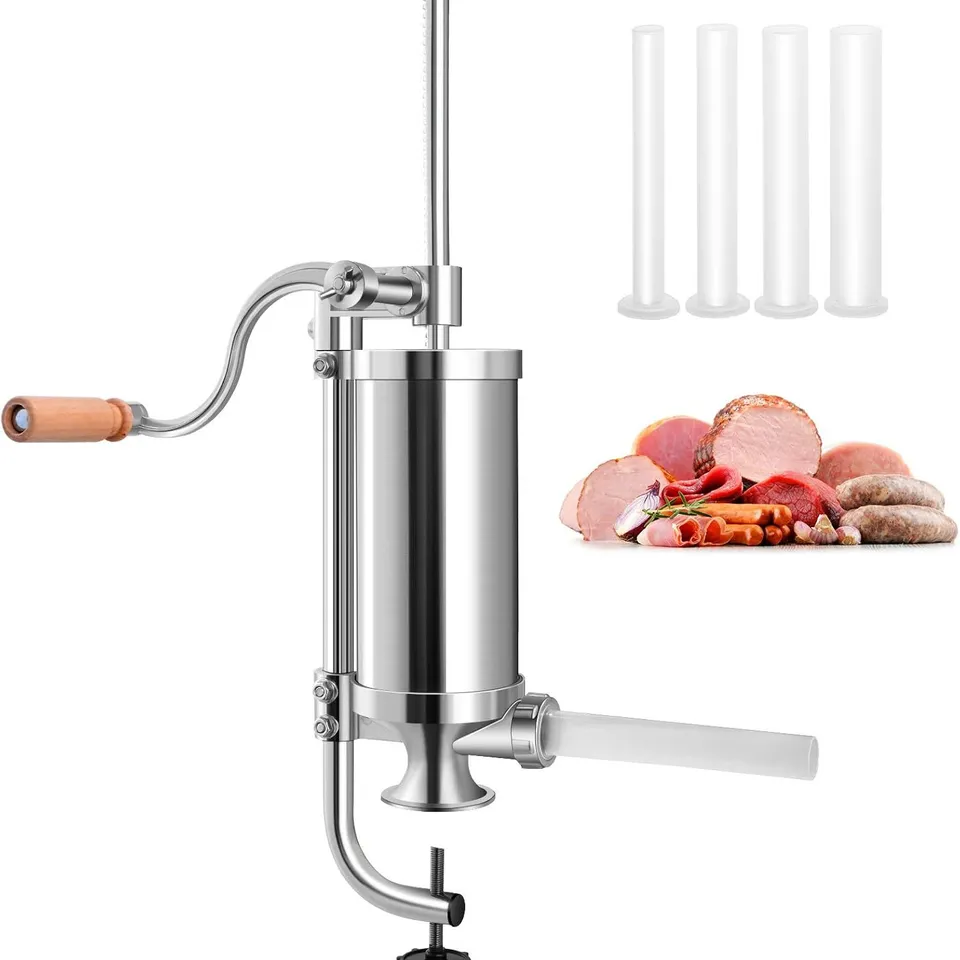 BOXED COSTWAY 3.5L VERTICAL SAUSAGE STUFFER FOUR STUFFING TUBES STAINLESS STEEL SAUSAGE MAKER