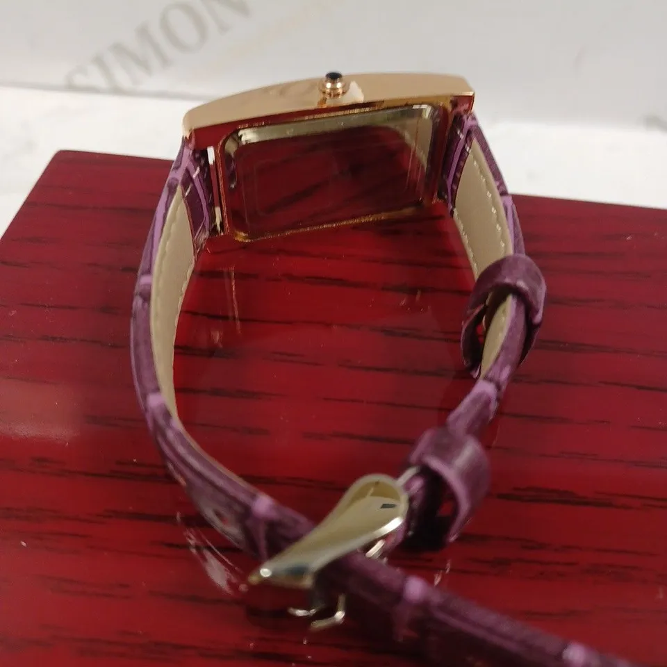STOCKWELL DOUBLE DIAL PURPLE  LEATHER STRAP WRISTWATCH 