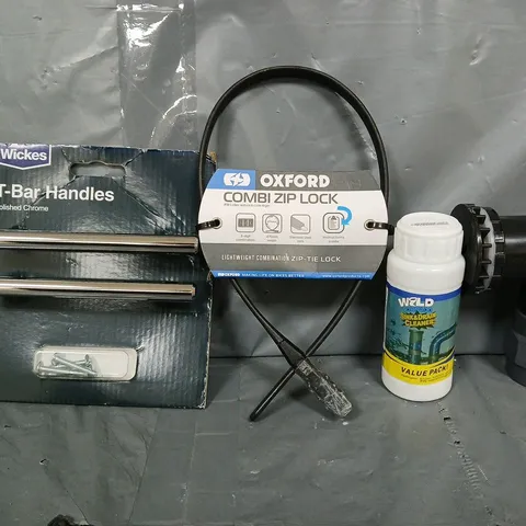 APPROXIMATELY 10 ASSORTED ITEMS TO INCLUDE - OXFORD COMBI ZIP LOCK , T BAR HANDLES ETC