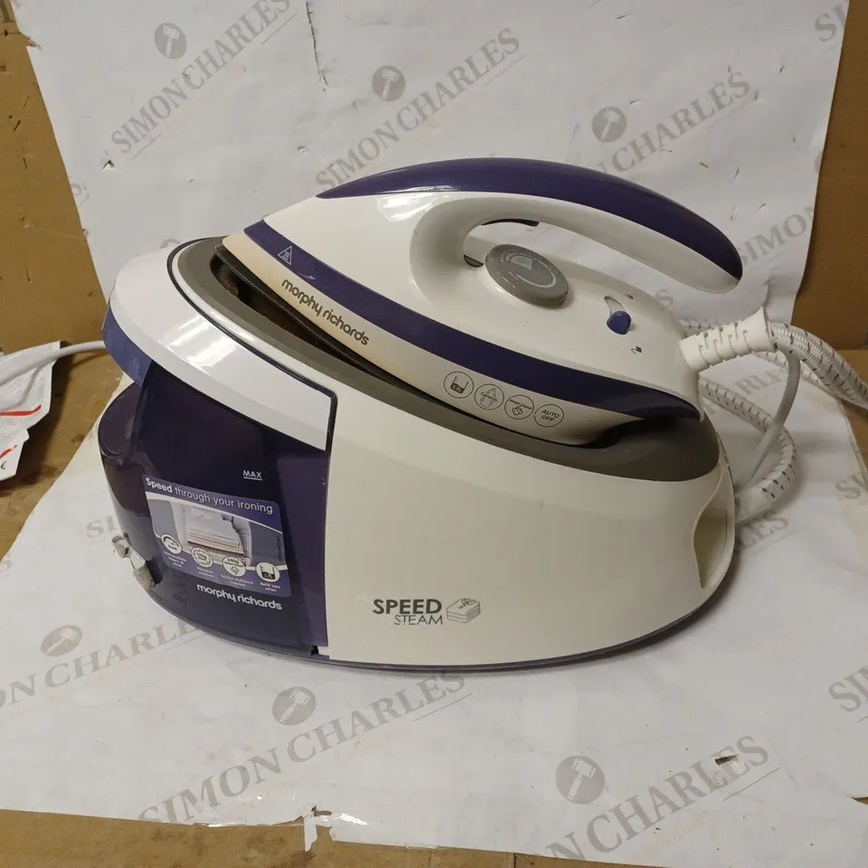 MORPHY RICHARDS 333202 SPEED STEAM GENERATOR IRON, WHITE AND PURPLE