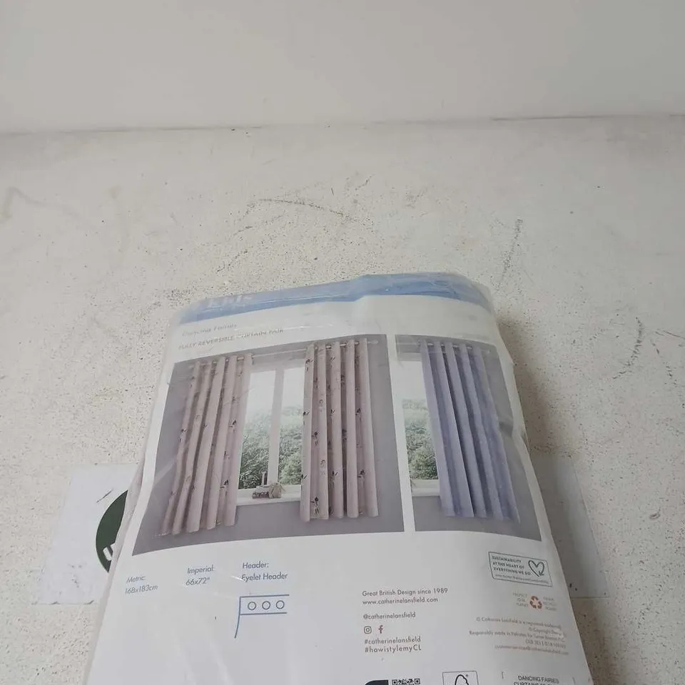 CATHERINE LANSFIELD KIDS COLLECTION REVERSIBLE CURTAINS 66 X 72" EYELET HEADER DANCING FAIRIES