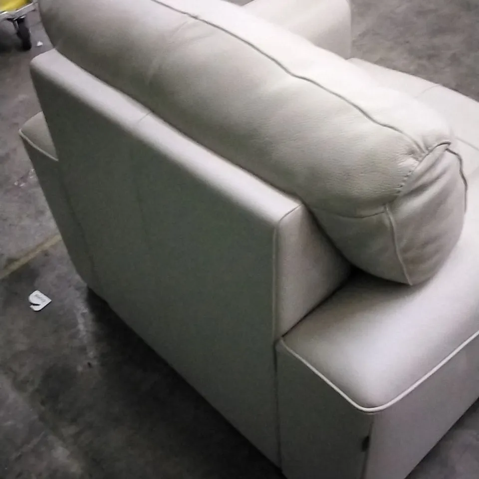 QUALITY ITALIAN DESIGNER MARCOS WHITE GREY LEATHER ARMCHAIR