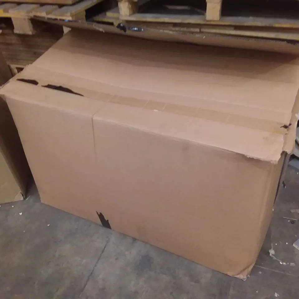 BOX OF ASSORTED ITEMS INCLUDING TRAILER TIRE, PREDATOR DVD COLLECTION, ELECTRIC LUNCH BOX HEATER, BARBECUE UTENSIL SET, GARDENING TOOL KIT