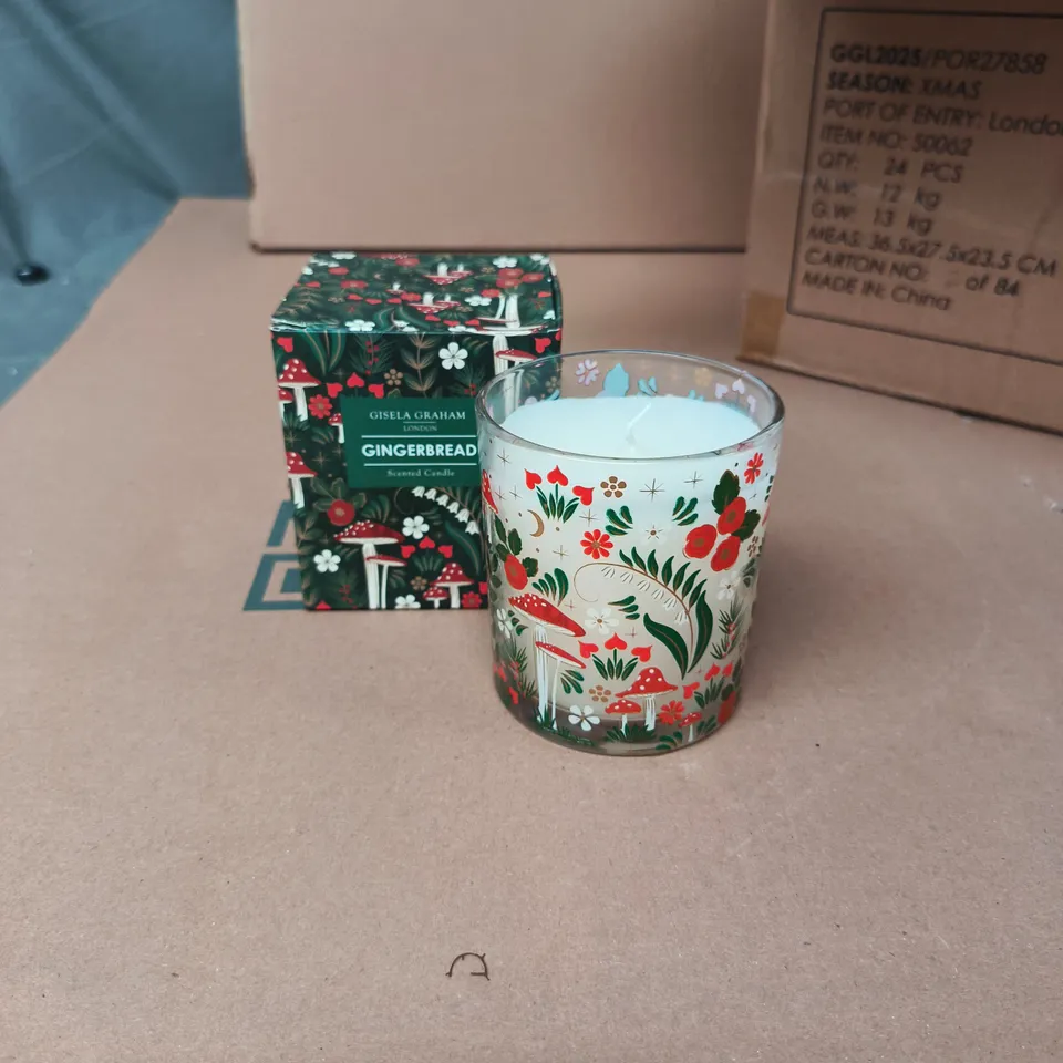 GISELA GRAHAM LONDON - GINGERBREAD SCENTED CANDLE IN DECORATIVE GLASS JAR – BOX OF 24 