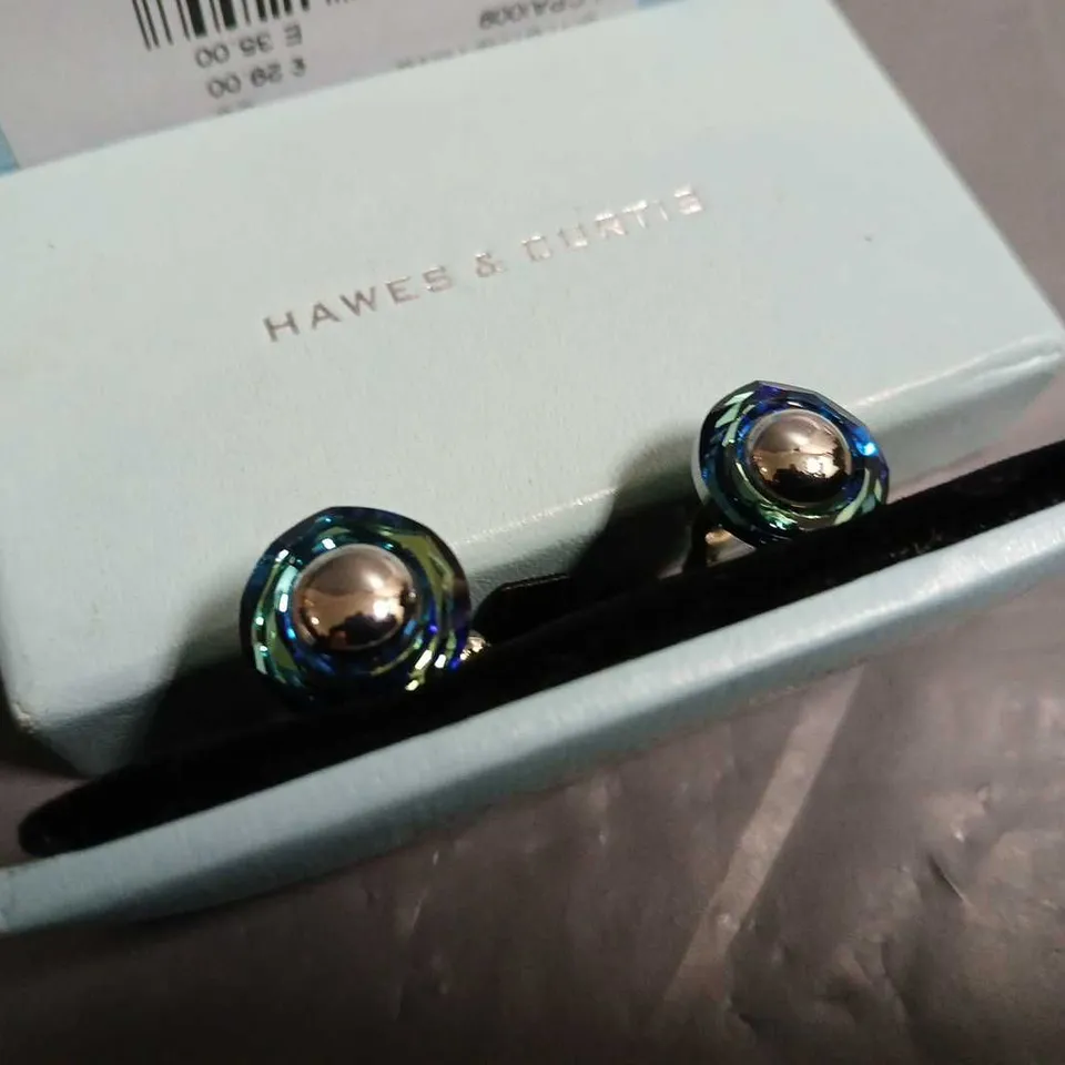 BOXED SET OF HAWES & CURTIS CRYSTAL RING CUFFLINKS