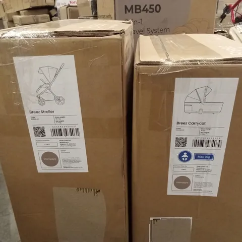 BOXED SILVER CROSS BREEZE STROLLER & CARRYCOT - CHAMPAGNE (2 BOXES)