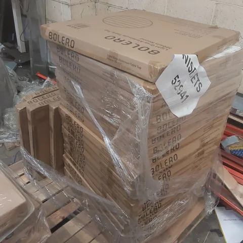 PALLET CONTAINING A VERY LARGE QUANTITY OF BRAND NEW BOLERO ALUMINIUM TABLE TOPS