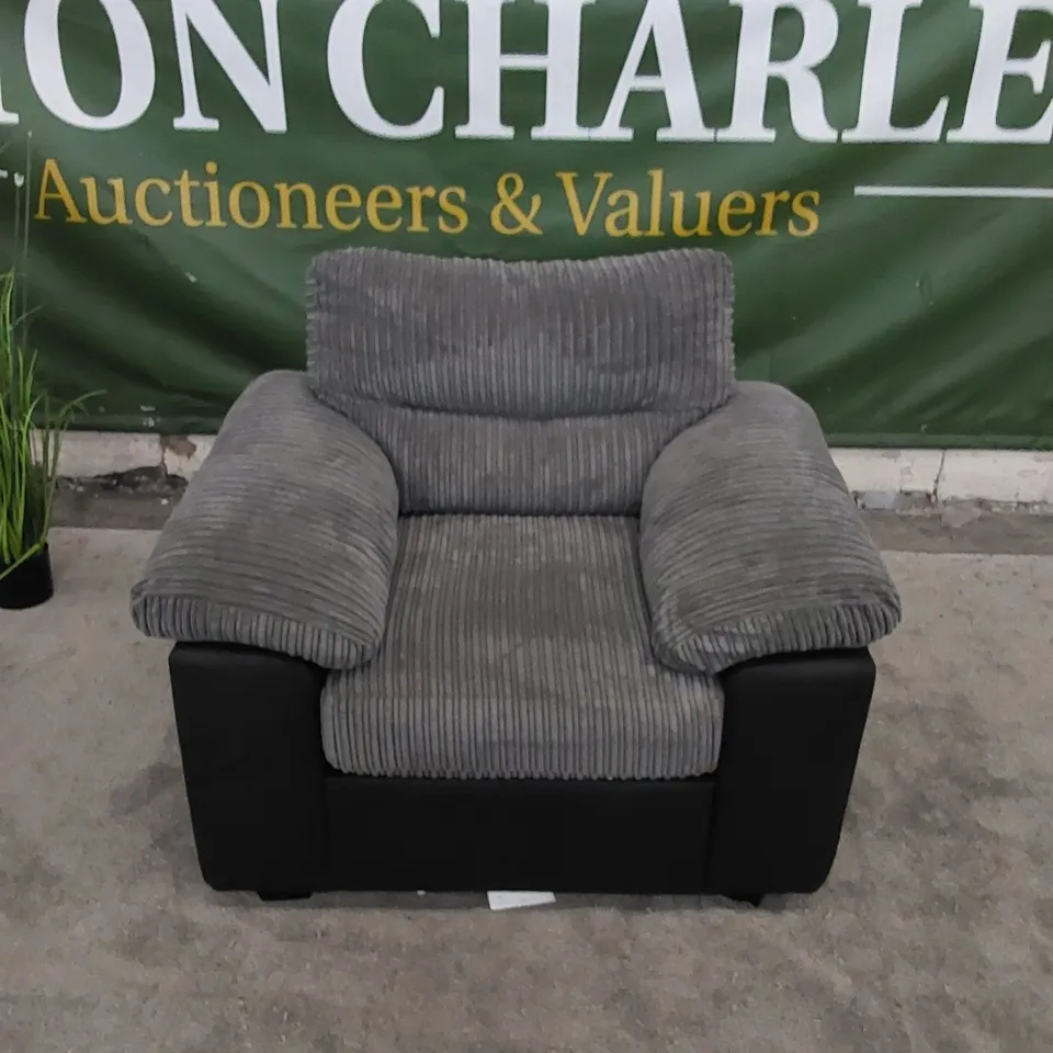 AMALFI FABRIC& FAUX LEATHER ARMCHAIR 