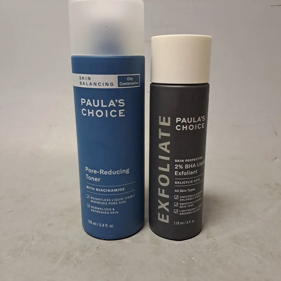 SEALED PAULA'S CHOICE X2 ASSORTED SKINCARE PRODUCTS TO INCLUDE - PORE-REDUCING TONER - 2% BHA LIQUID EXFOLIANT