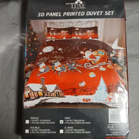 NORTHERN LUXE 3D PANEL PRINTED CHRISTMS DUVET SET - KING