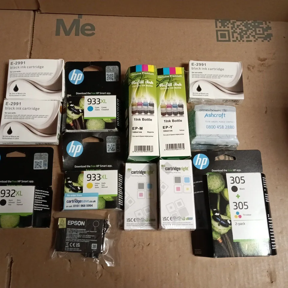 LOT OF APPROXIMATELY 23 ASSORTED PRINTER ITEMS TO INCLUDE HP AND CARTRIDGE RIGHT