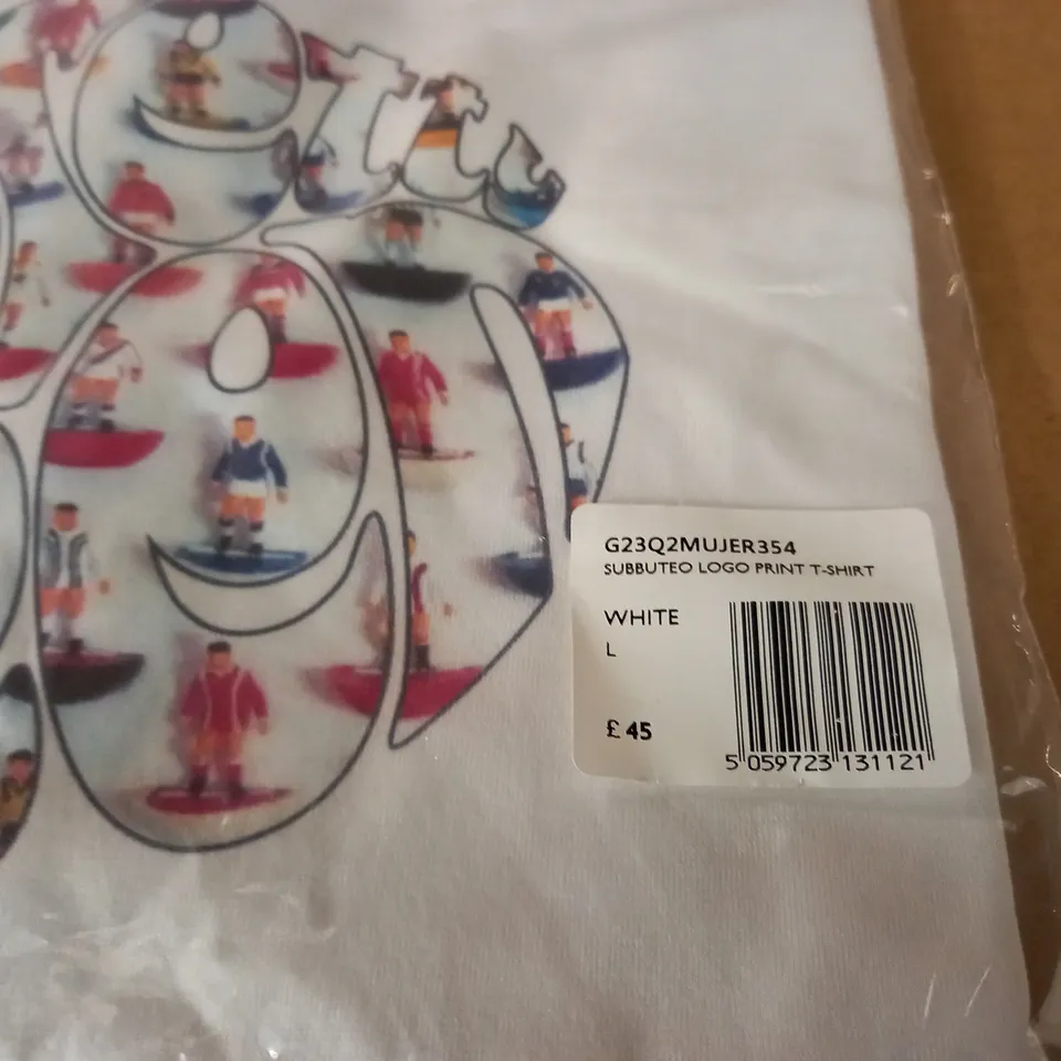 BAGGED PRETTY GREEN SUBBUTEO T-SHIRT IN WHITE - L