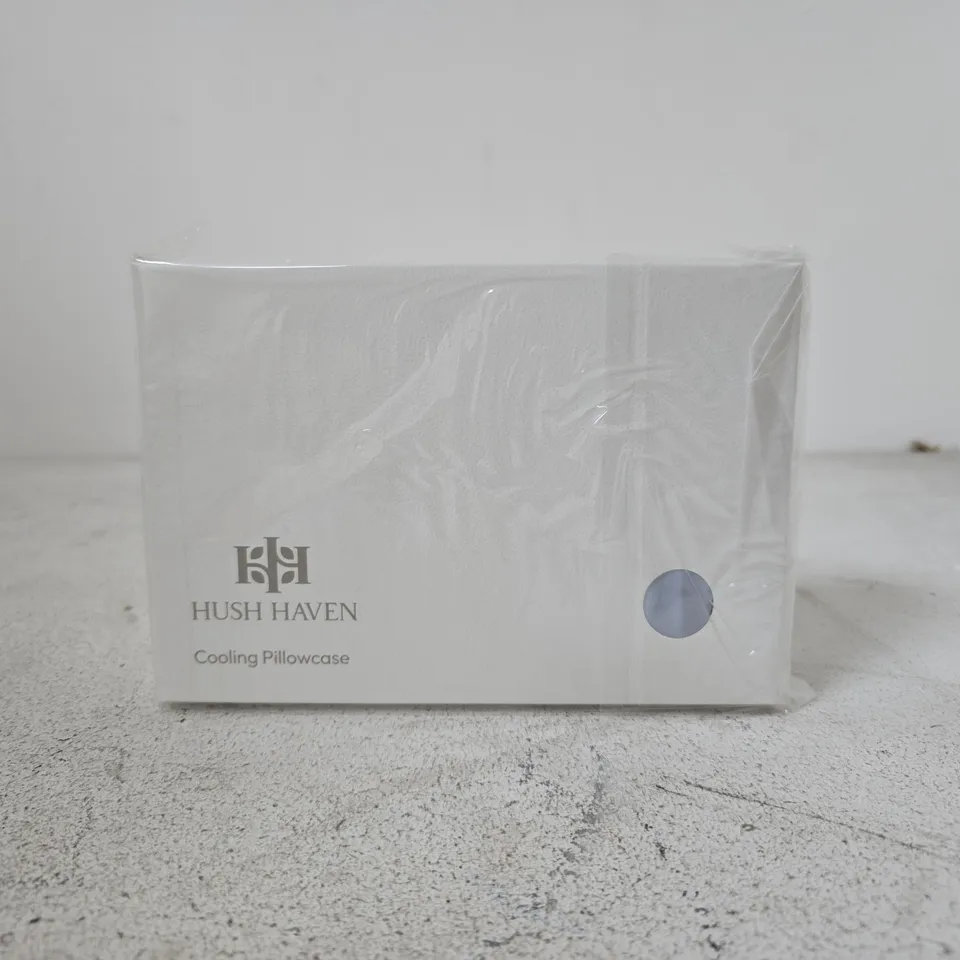 APPROXIMATELY 60 BOXED HUSH HAVEN COOLING PILLOWCASES IN SILVER COLOUR