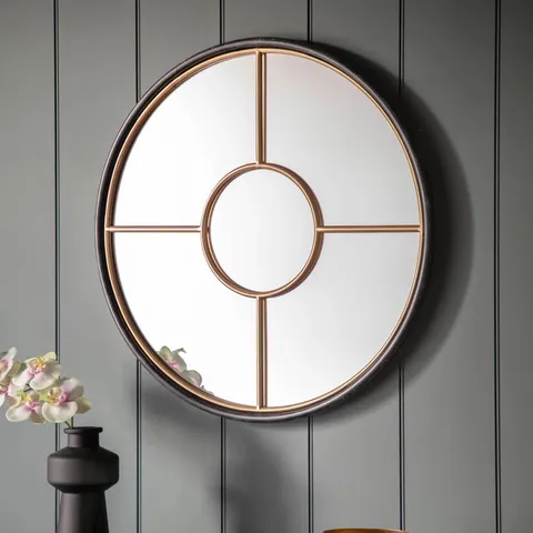 BOXED KOHR KOHR ROUND METAL FRAMED WALL MOUNTED ACCENT MIRROR IN BLACK (1 BOX)