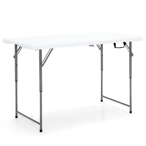 BOXED COSTWAY FOLDING TABLE PORTABLE BI-FOLD PICNIC DINING TABLE W/ 3-LEVEL HEIGHT ADJUSTMENT