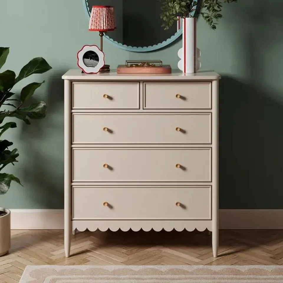 BOXED REMI 5 DRAWER CHEST - NATURAL (2 BOXES)