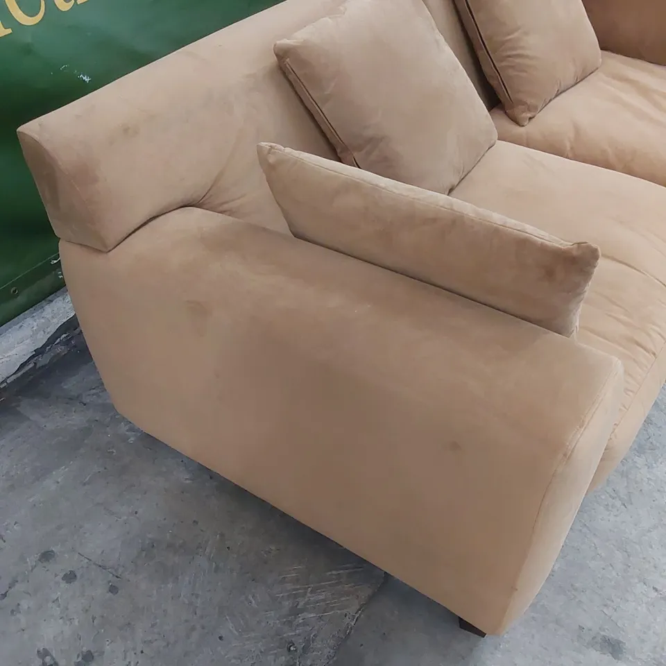 DESIGNER LARGE FABRIC UPHOLSTERED SOFA - OCHRE