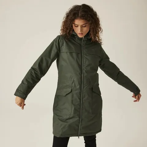 BRAND NEW REGATTA WOMENS ROMINE II WATERPROOF WINTER PARKA JACKET IN GREEN - 8