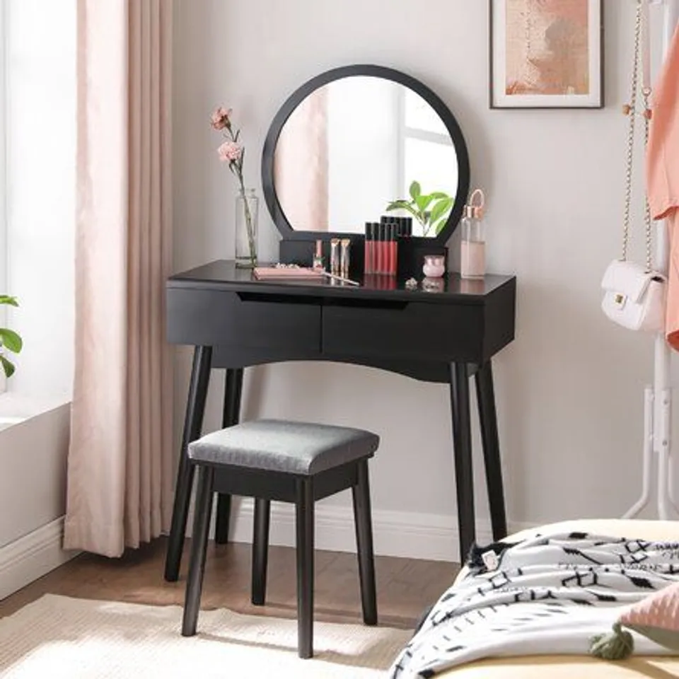 ANDI DRESSING TABLE SET WITH MIRROR BLACK