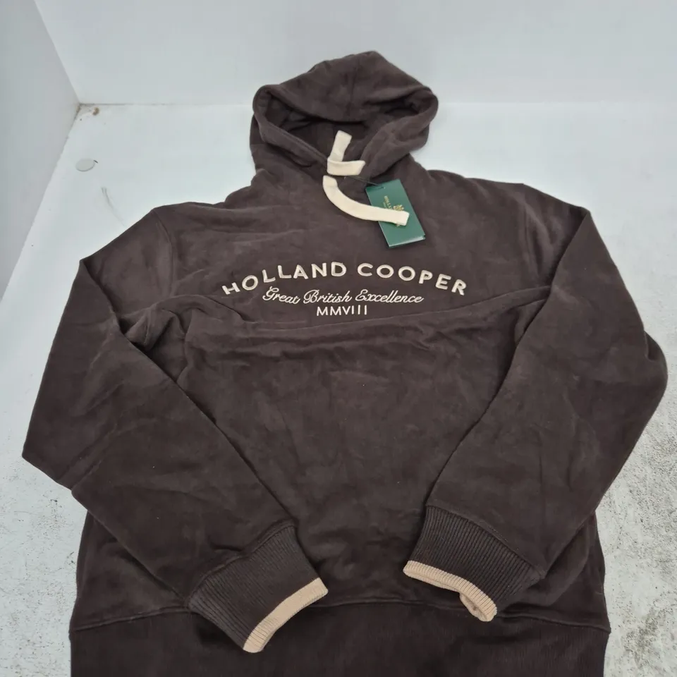 HOLLAND COOPER RELAXED FIT HOODIE (MEN'S) – CHOCOLATE, SIZE M
