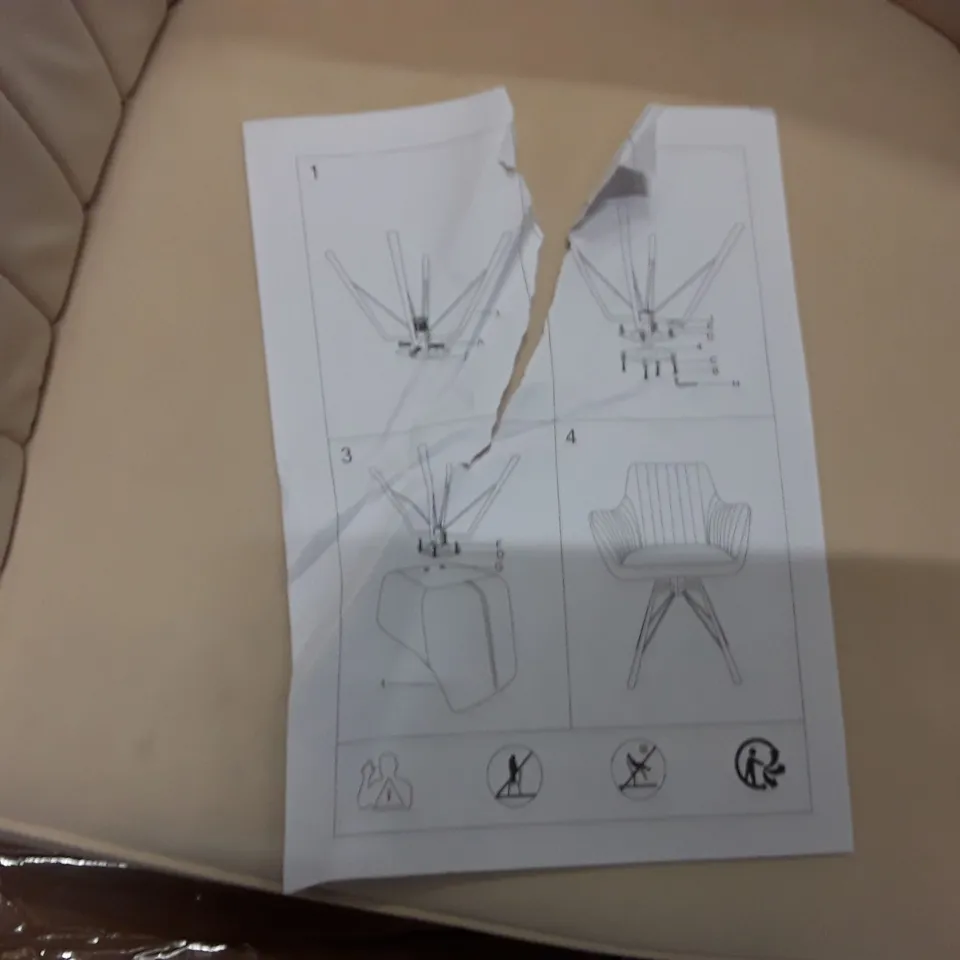 BOXED SET OF 2 UPHOLSTERED FABRIC DINING CHAIRS - CREAM (1 BOX)