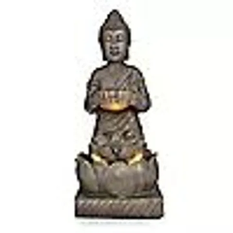 BOXED GARDEN STORIES OUTDOOR ILLUMINATED BUDDHA FOUNTAIN 72.5CM