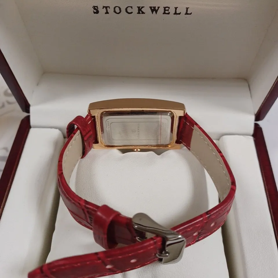 STOCKWELL DOUBLE DIAL RED LEATHER STRAP WRISTWATCH