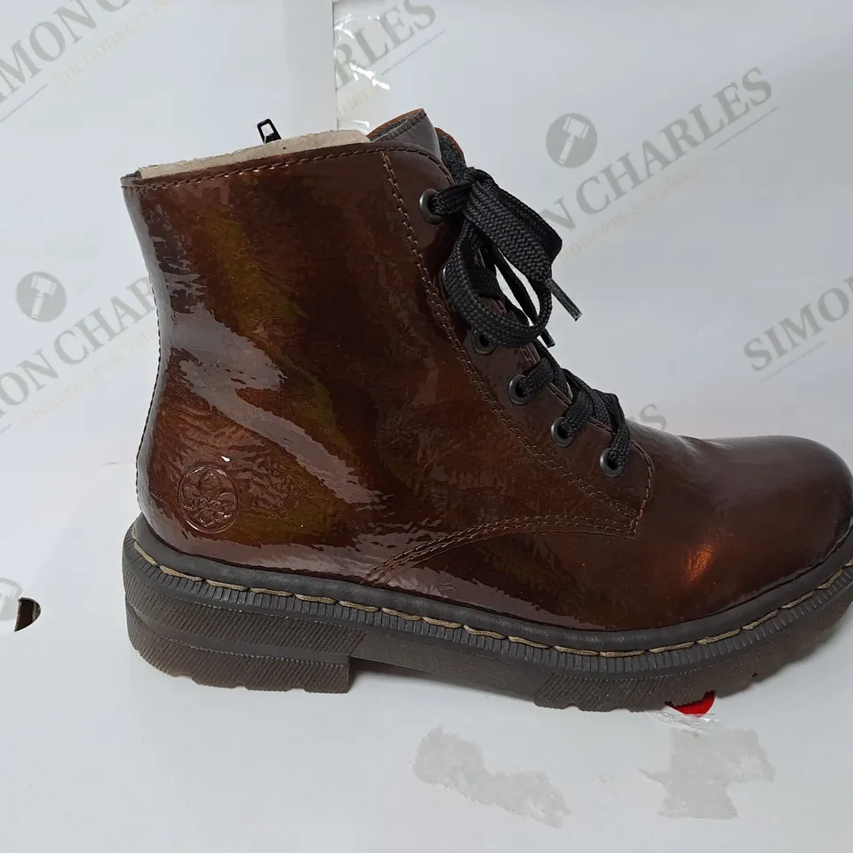 PAIR OF RIEKER LACE ANKLE BOOTS IN BRONZE - 6.5