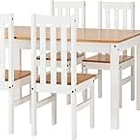 BOXED SECONIQUE LUDLOW DINING SET WITH 6 DINING CHAIRS IN WHITE/OAK EFFECT (5 BOXES)