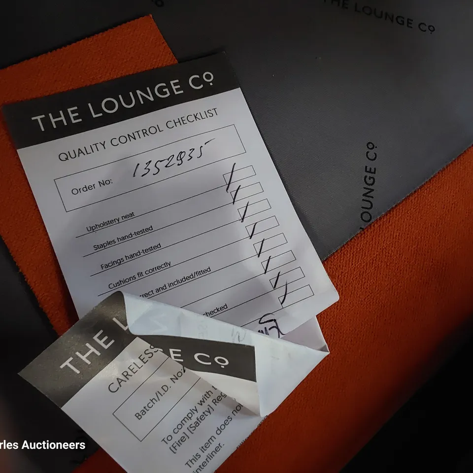QUALITY DESIGNER LOUNGE CO ARMCHAIR IN ORANGE FABRIC 