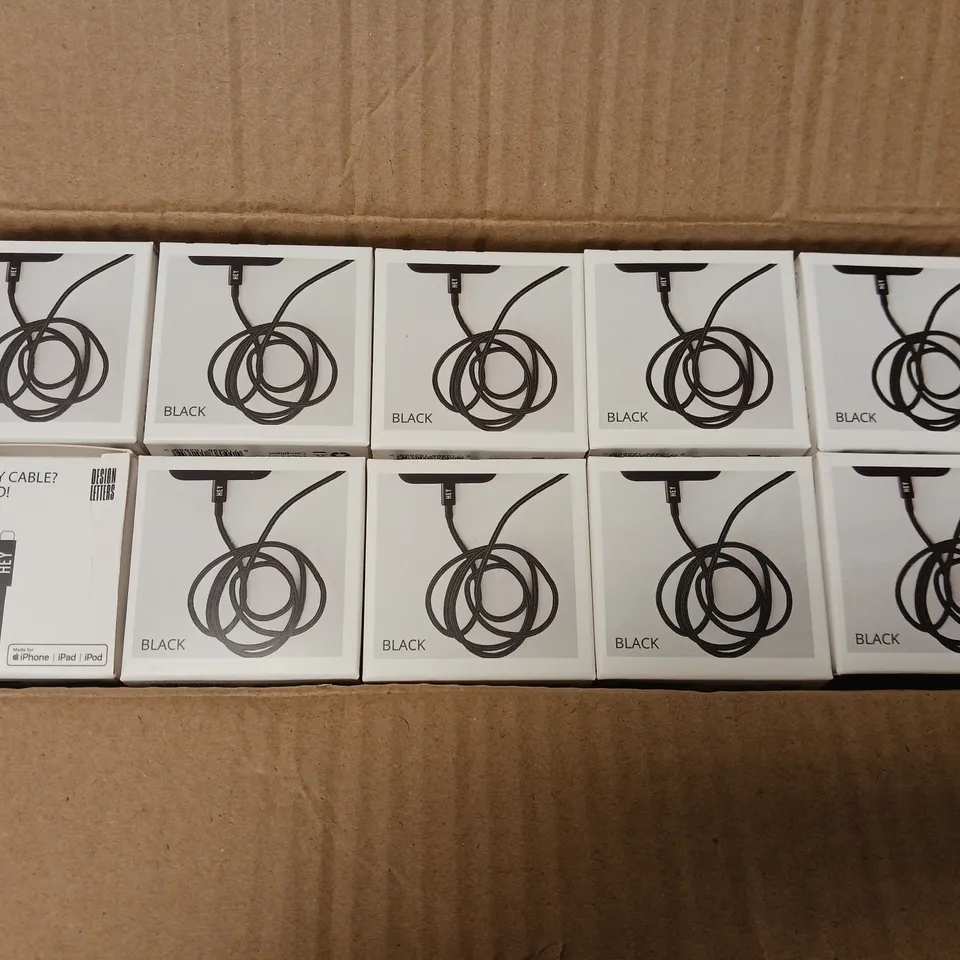 BOXED LOT OF 10 MYCABLE CHARGING CABLE 1M FOR IPHONE, IPAD AND IPOD